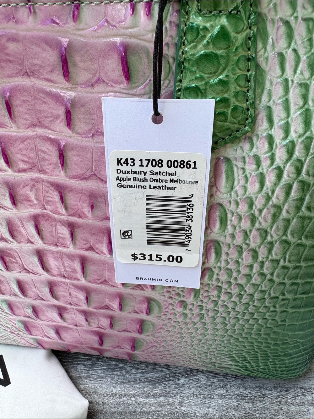 Brahmin NWT Duxbury Satchel Apple Blush Ombre Melbourne Croc Embossed Leather - Picture 3 of 13